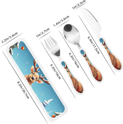 3-Piece Kids Silverware Set With Storage Case, Stainless Steel Reusable Children Safe Knife Spoon Fork Set Yellow Sunflowers Children Flatware Set For Kids Lunch Box