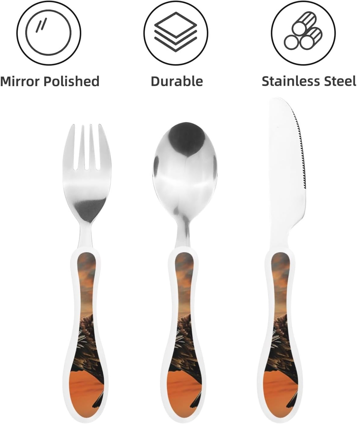 3-Piece Kids Silverware Set With Storage Case, Stainless Steel Reusable Children Safe Knife Spoon Fork Set Easter Bunny Eggs Spring Flower Rabbit Children Flatware Set For Kids Lunch Box