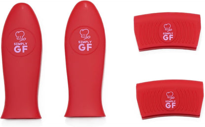 Silicone Pot Handle Covers: Non Slip, BPA Free & Heat Resistant Cast Iron Skillet Handle Covers - Silicone Pan Handles Sleeve, Clearly Labeled Gluten-Free, 4 Pack