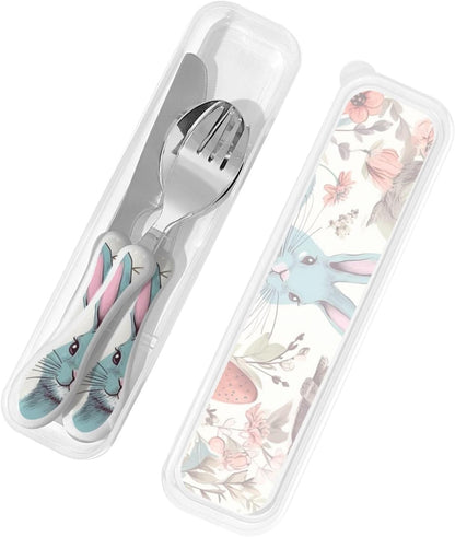 3-Piece Kids Silverware Set With Storage Case, Stainless Steel Reusable Children Safe Knife Spoon Fork Set Shih Tzu Dog Children Flatware Set For Kids Lunch Box