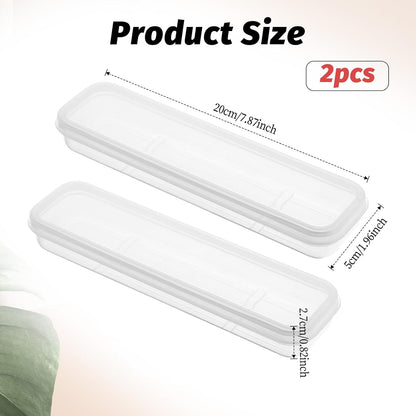 Tucnoeu 2pcs Clear Portable Flatware Box, Utensil Holder for Lunch Box, Simple Tableware Storage Box Spoon Case Fork Holder Chopstick Case