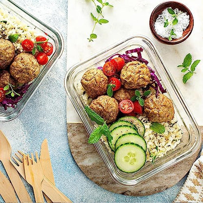 VERONES 10 Pack Glass Containers Set & 22OZ 10 Pack Glass Meal Prep Containers,Stackable Food Storage Containers Set with Lids,BPA-Free, for Microwave, Oven, Freezer & Dishwasher Friendly