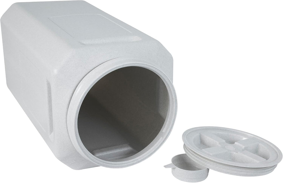 Vittles Vault Traditional Pet Food Storage Container For Dog Kibbles/Bird Seed/Oatmeal/Rice/Flour/Cereal, BPA Free Plastic, Sealed Airtight For Cat Food, Up To 30 lb, Made in USA, With Scoop, Gray