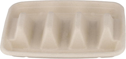 FUNSUEI 100 Pack Disposable Taco Holders with 3 Dividers, Compostable Paper Taco Plates, Party Serving Set for Taco Night, Tuesday Decorations