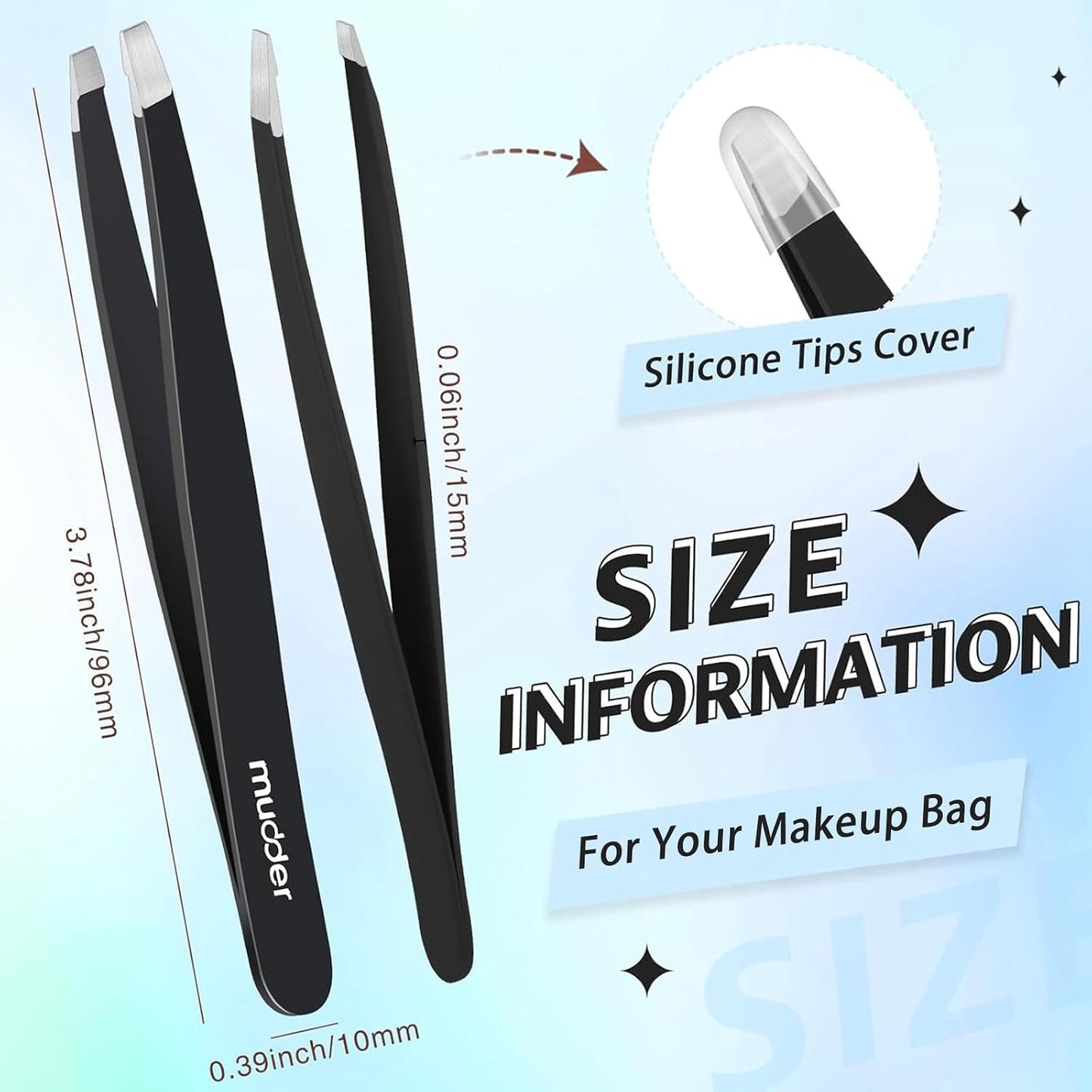 Mudder 12 Pcs Eyebrow Tweezers Set for Facial Hair Stainless Steel Slanted Tip Tweezers in Bulk for Men and Women(Silver)