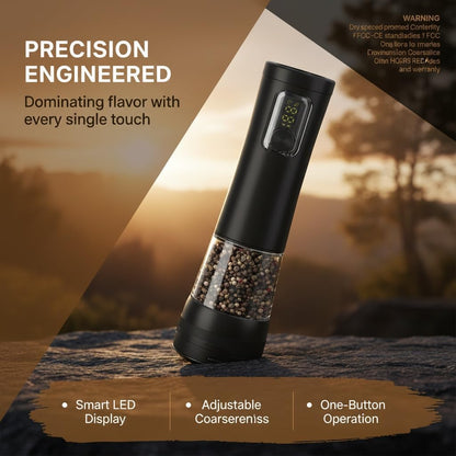2 IN 1 Electric Salt and Pepper Grinder Set,Rechargeable (Black)