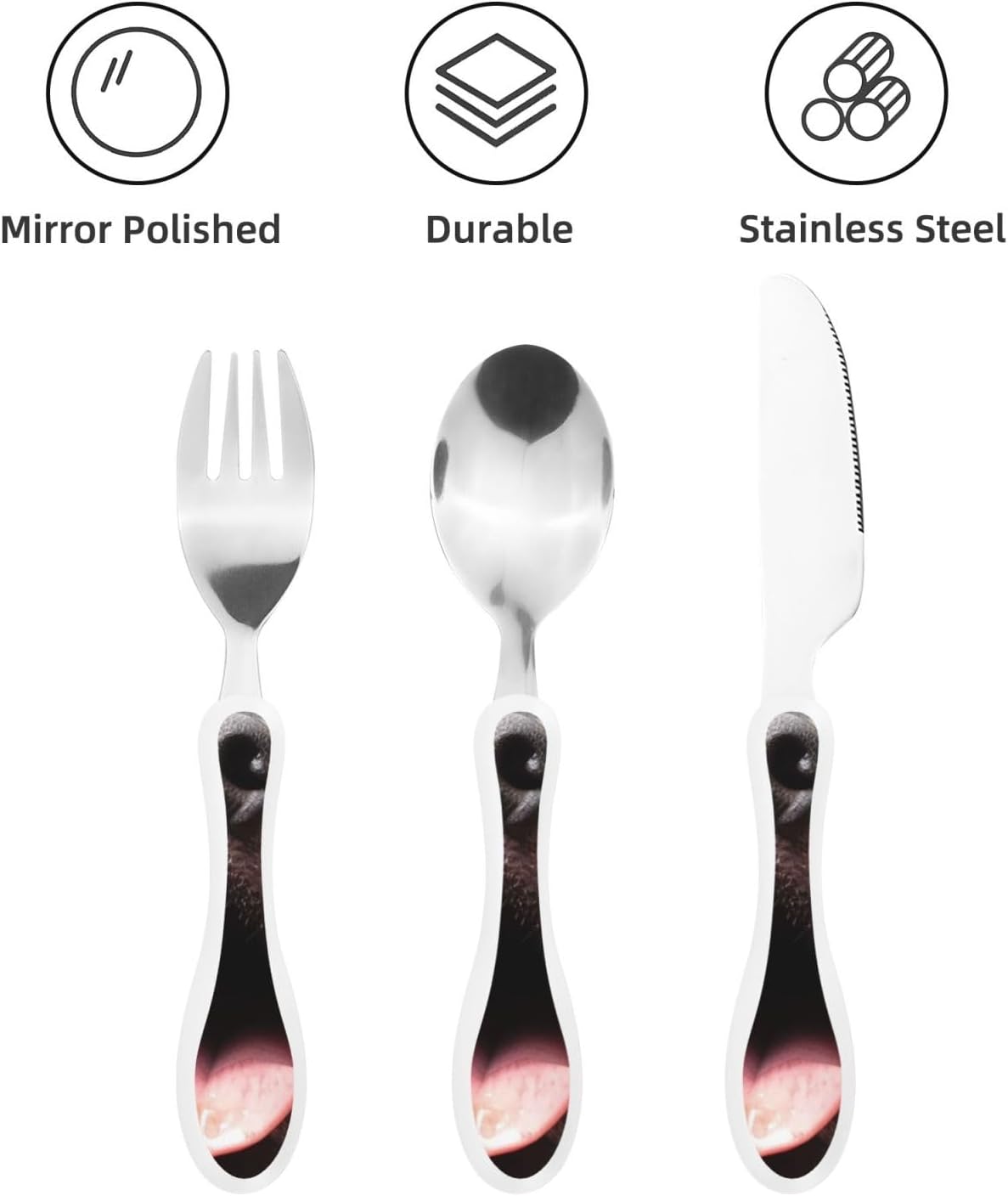 3-Piece Kids Silverware Set With Storage Case, Stainless Steel Reusable Children Safe Knife Spoon Fork Set Shih Tzu Dog Children Flatware Set For Kids Lunch Box