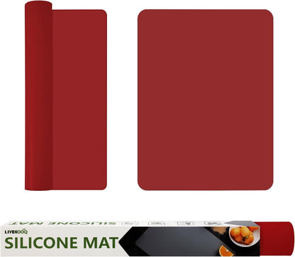 Silicone Mat for Kitchen Counter, Silicone Mat Trimable to Size (Black, 15.7×11.8inch-2pcs), BPA-Free Silicone Placemat, Heat-Resistant NonSlip Table Mat for Air Fryer, Countertop Protector Mat