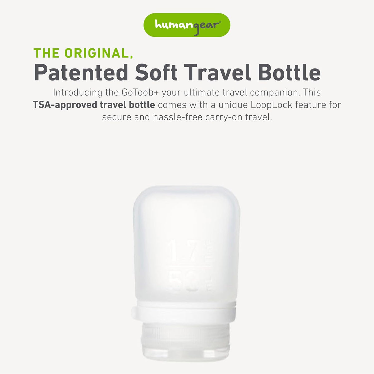 humangear GoToob+ (XL) | Refillable Silicone Travel Bottle | Locking Lid | Food-Safe Material | Blue, XL (6 fl.oz.; 177ml)