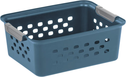 IRIS USA Plastic Storage Baskets, 6-Pack, Made in USA, Shelf Baskets Small Baskets Organizing Bins for Pantry Countertops Closet Shelves Laundry Room Office, Multi-Purpose, Nestable, Easy Carry, Black
