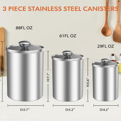 ENLOY 165oz Stainless Steel Airtight Canister for Kitchen, Large Flour Coffee Bean Tea Cereal Sugar Cookie Metal Food Storage Canisters with Clear Lid and Sturdy Locking Clamp (7.7 * 7.7 * 8.4in)