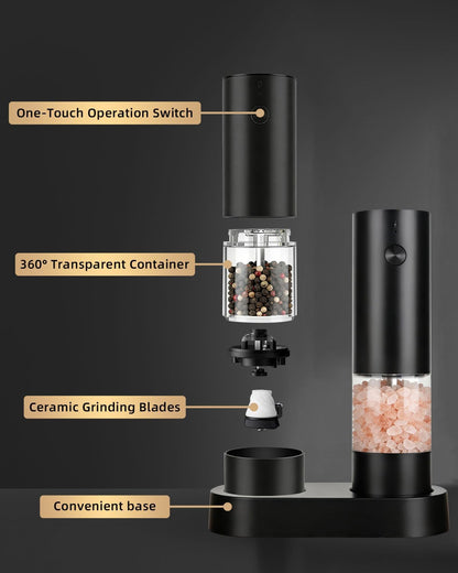 Rechargeable Electric Salt and Pepper Grinder Set 2 Pack, Kitchen Gadgets