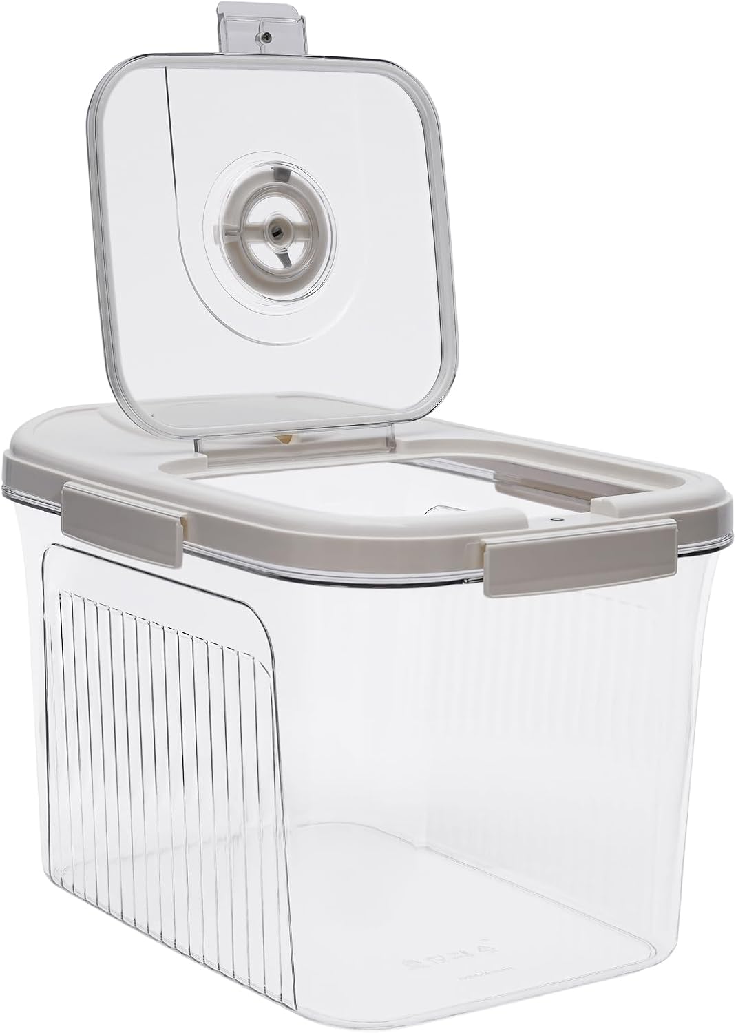 22lb Rice Storage Container with Timer & Measuring Cup, Large Airtight Grain Dispenser White | BPA-Free Pet Food Flour Bin for Kitchen Pantry
