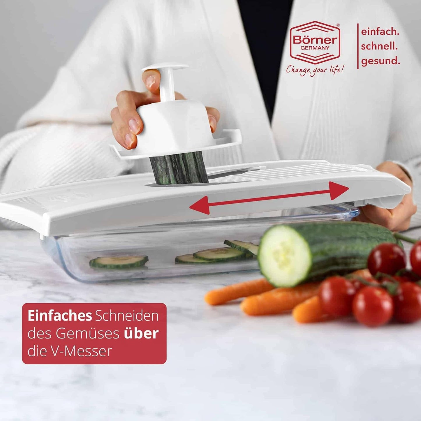 BORNER V Mandoline Slicer Kitchen V1 ClassicLine Starter Set | Vegetable Grater Börner - Quality Made in Germany, Color:White