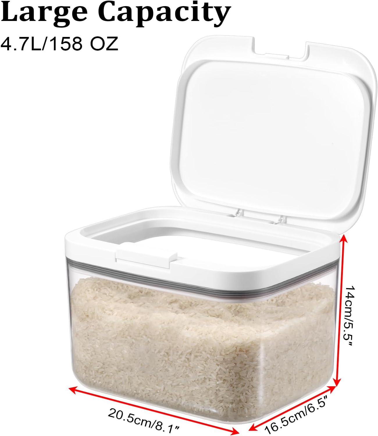 Kokone Flour Storage Container Airtight Rice Container for Kitchen Plastic Rice Dispenser with Lid & Cup Practical Food Storage Container for Grain Sugar Oatmeal Laundry Pods Dishwasher Pods
