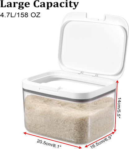 Kokone Flour Storage Container Airtight Rice Container for Kitchen Plastic Rice Dispenser with Lid & Cup Practical Food Storage Container for Grain Sugar Oatmeal Laundry Pods Dishwasher Pods