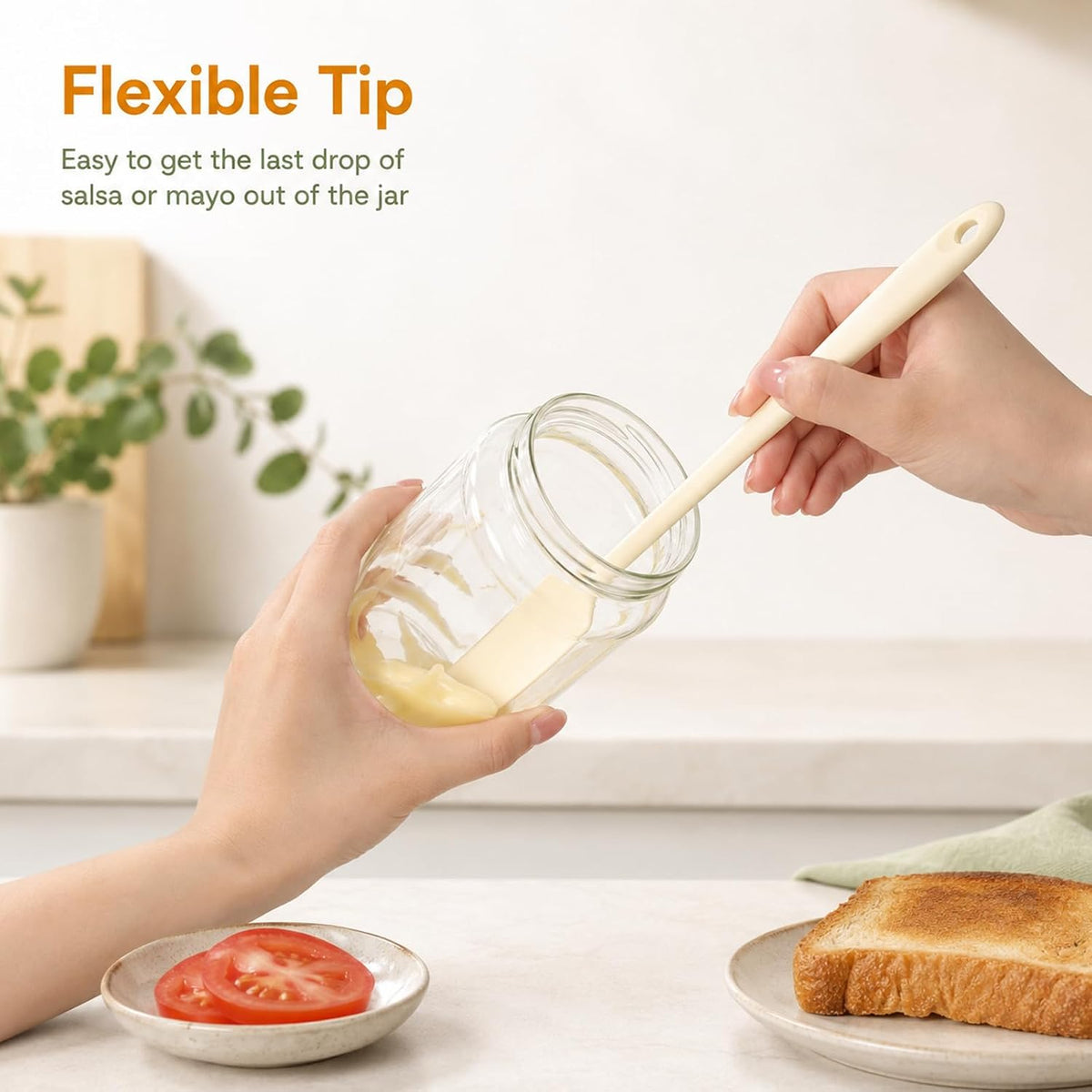 11 Inch Long Handle Stir Spatulas Long Silicone Scraper Spatulas 2 Pack