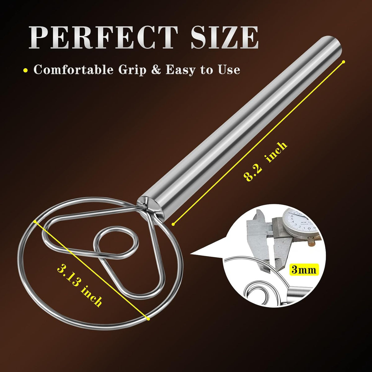 TEEVEA Danish Dough Whisk, Stainless Steel for Sourdough Bread