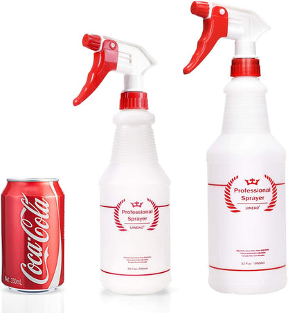 Uineko Empty Spray Bottles, Heavy Duty Sprayer, Mist & Stream, 4 Pack 24 Oz