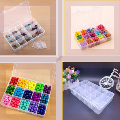 3pcs Clear Storage Small Parts Organizer Box Storage Bin With Dividers Multi Compartment for Beads Art DIY Tackle Box Organizer (10 - compartment in length)