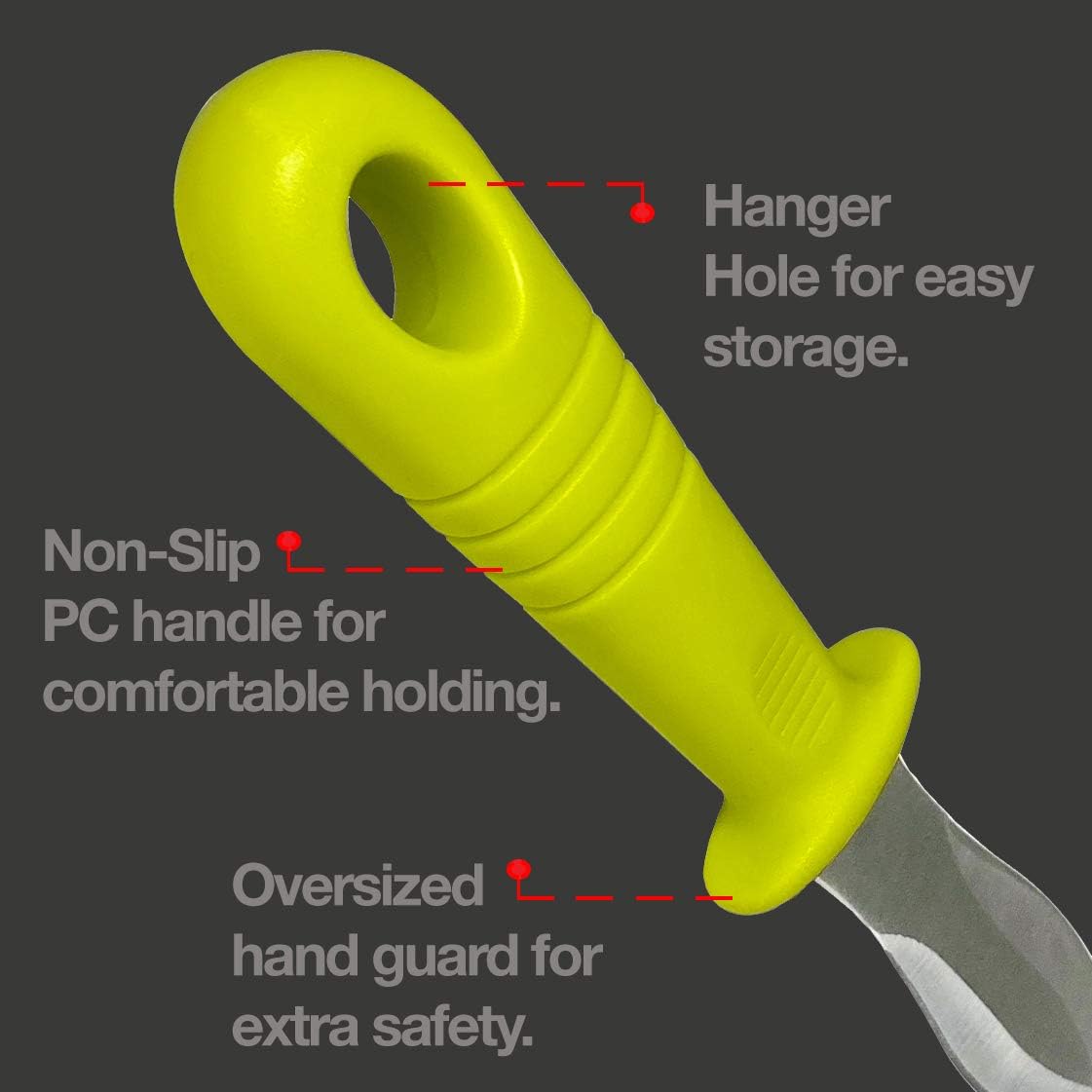 DRAGONFRUITEE Oyster Shucking Knife, Commercial Grade Clam and Shellfish tool With Ergonomic Grip And Anti-Slip Handle, Good For Home Restaurant Kitchen And Outdoor Use, Yellow/Silver (1 Count)