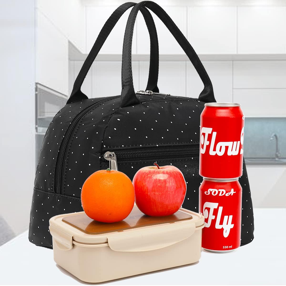 FlowFly Insulated Lunch Cooler Bag - Tote Bag Organizer for Women/Men, Black - Colors B