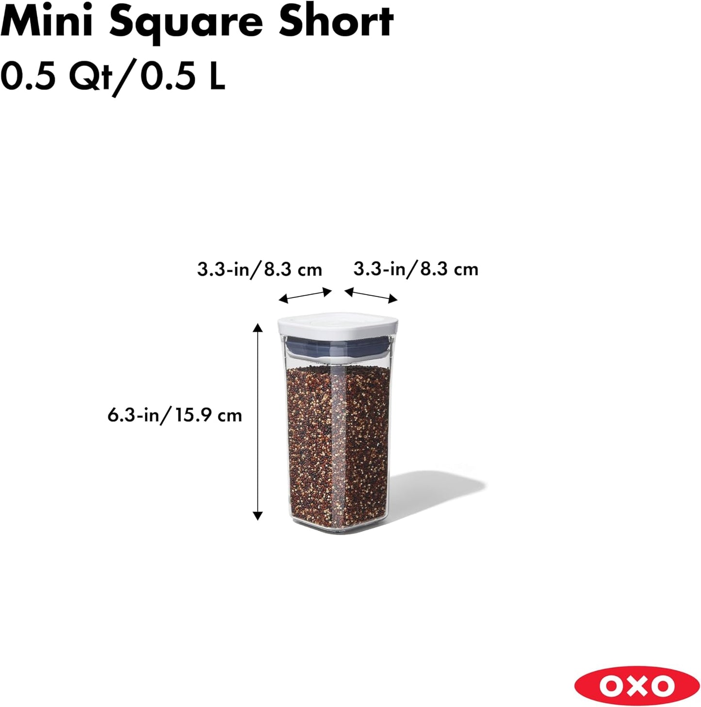 OXO Good Grips POP Container - Airtight Food Storage - Small Square Short 1.1 Qt Ideal for 1 lb of brown sugar or confectioner's sugar