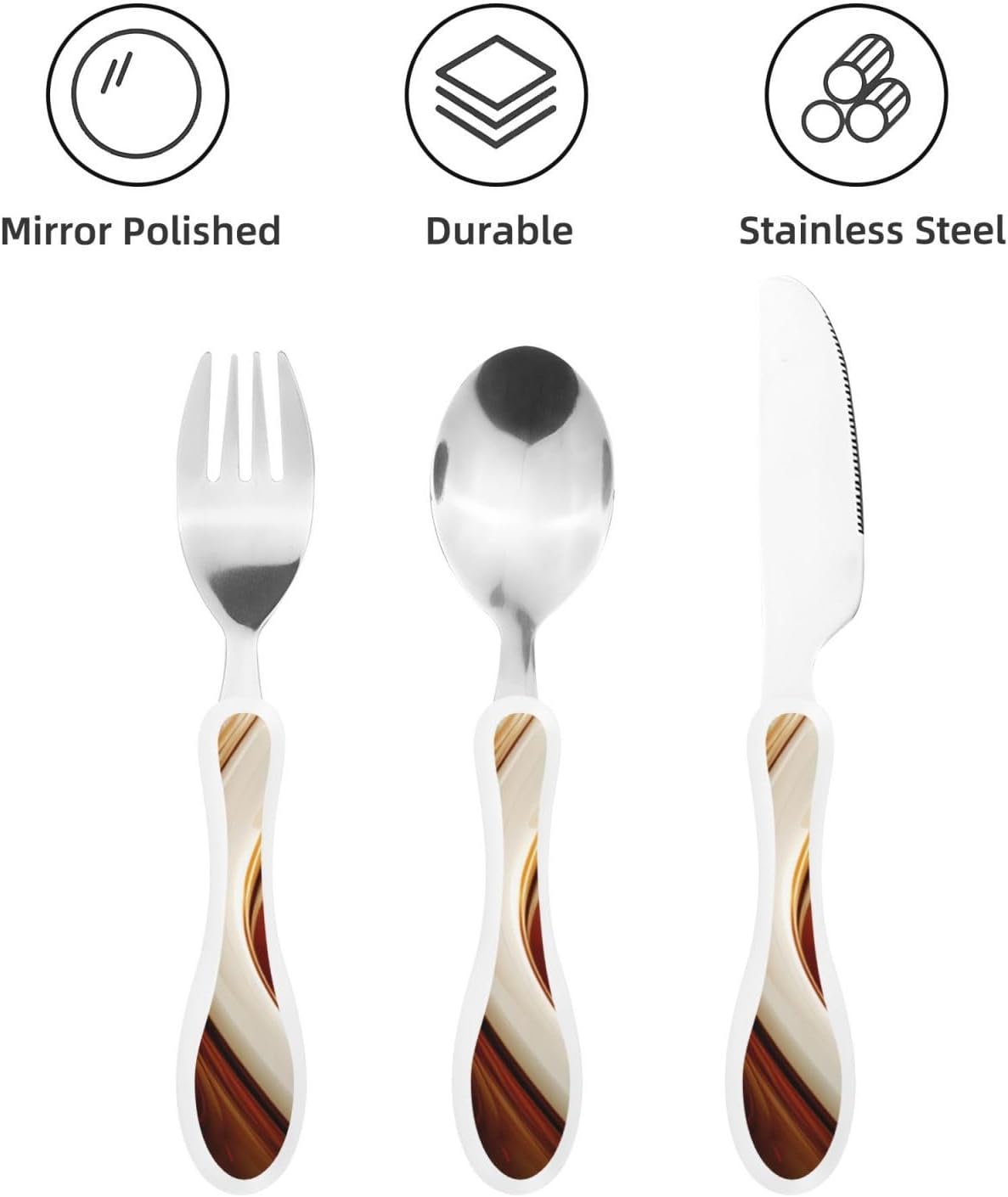 3-Piece Kids Silverware Set With Storage Case, Stainless Steel Reusable Children Safe Knife Spoon Fork Set Blue Active Girl Running Sunset Children Flatware Set For Kids Lunch Box - Colors A