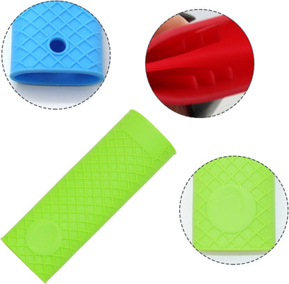 Silicone Heat Resistant Hot Handle Holder - 4Pcs Mixed Color Rubber Pot Handle Sleeve for Cast Iron Pans, Frying Pans & Griddles