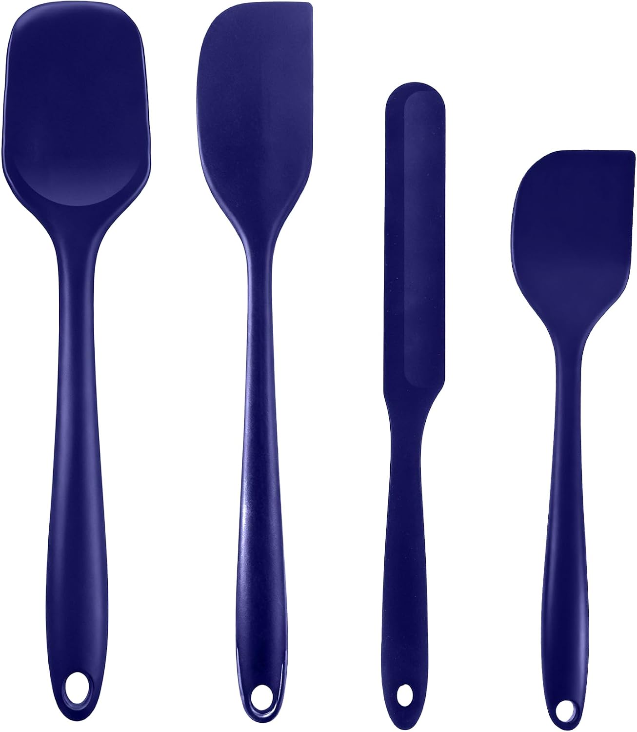 Silicone Spatula Set, Food Grade Rubber Spatula, 4 Pcs Heat Resistant Silicone Spatulas, One Piece Design Non-Stick Kitchen Utensils for Cooking, Stirring, Baking & Mixing, Dishwasher Safe (Black)
