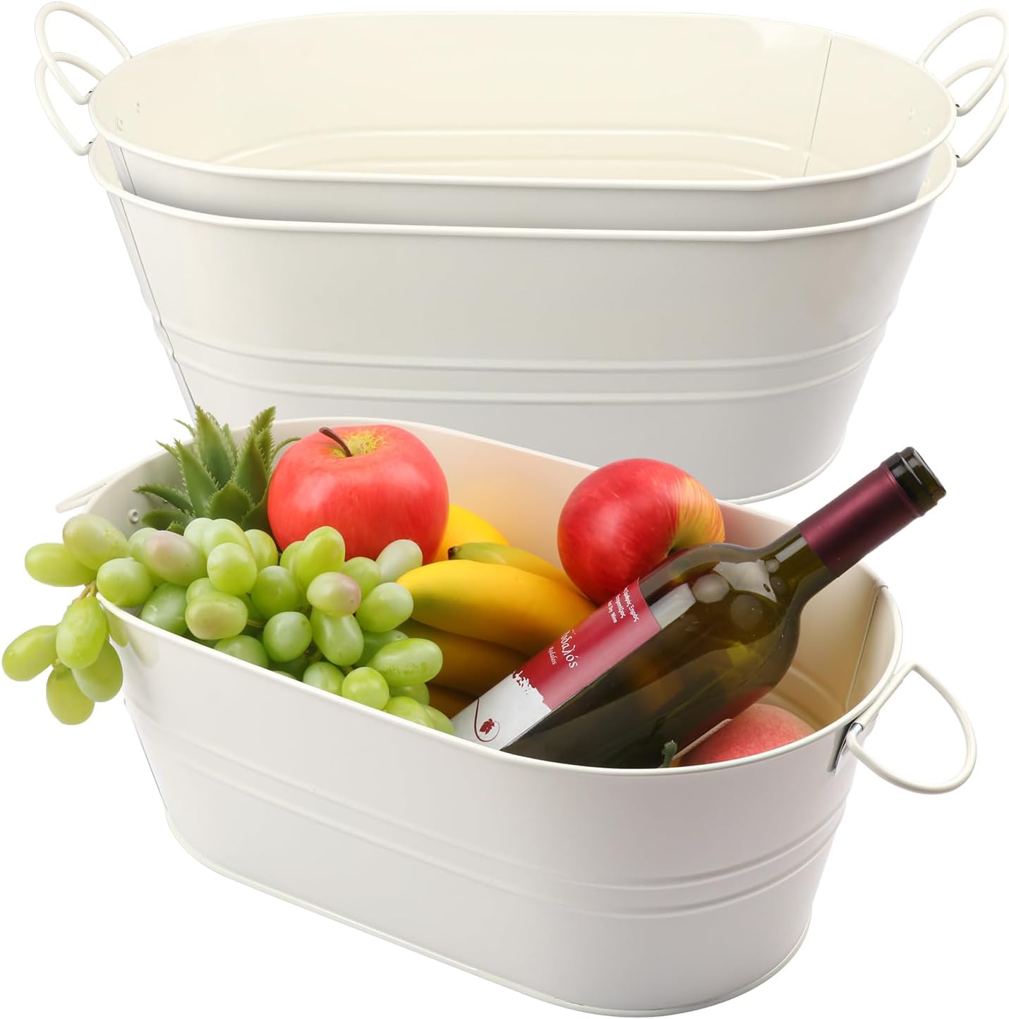 3 Pack 15.3" x 9" x 6" Yellow Metal Galvanized Tub with Handles, 3 Gallon Large Beverage Tubs for Parties, Beer, Wine, and Cocktails, Rust-Proof and Durable Ice Buckets