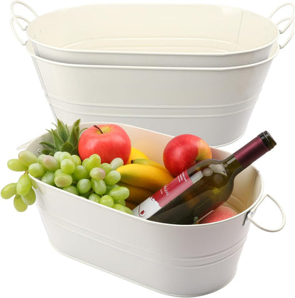 3 Pack 15.3" x 9" x 6" Yellow Metal Galvanized Tub with Handles, 3 Gallon Large Beverage Tubs for Parties, Beer, Wine, and Cocktails, Rust-Proof and Durable Ice Buckets
