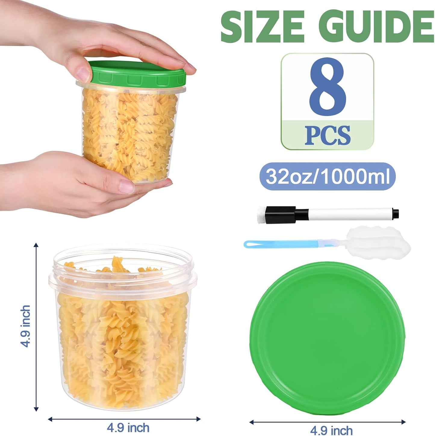 Freezer Storage Containers, 16 Pack 10 oz Plastic Food Storage Containers with Twist Top Lids, Meal Prep Containers for Soup Snack Fruit, BPA Free, Leakproof, Microwave & Dishwasher Safe