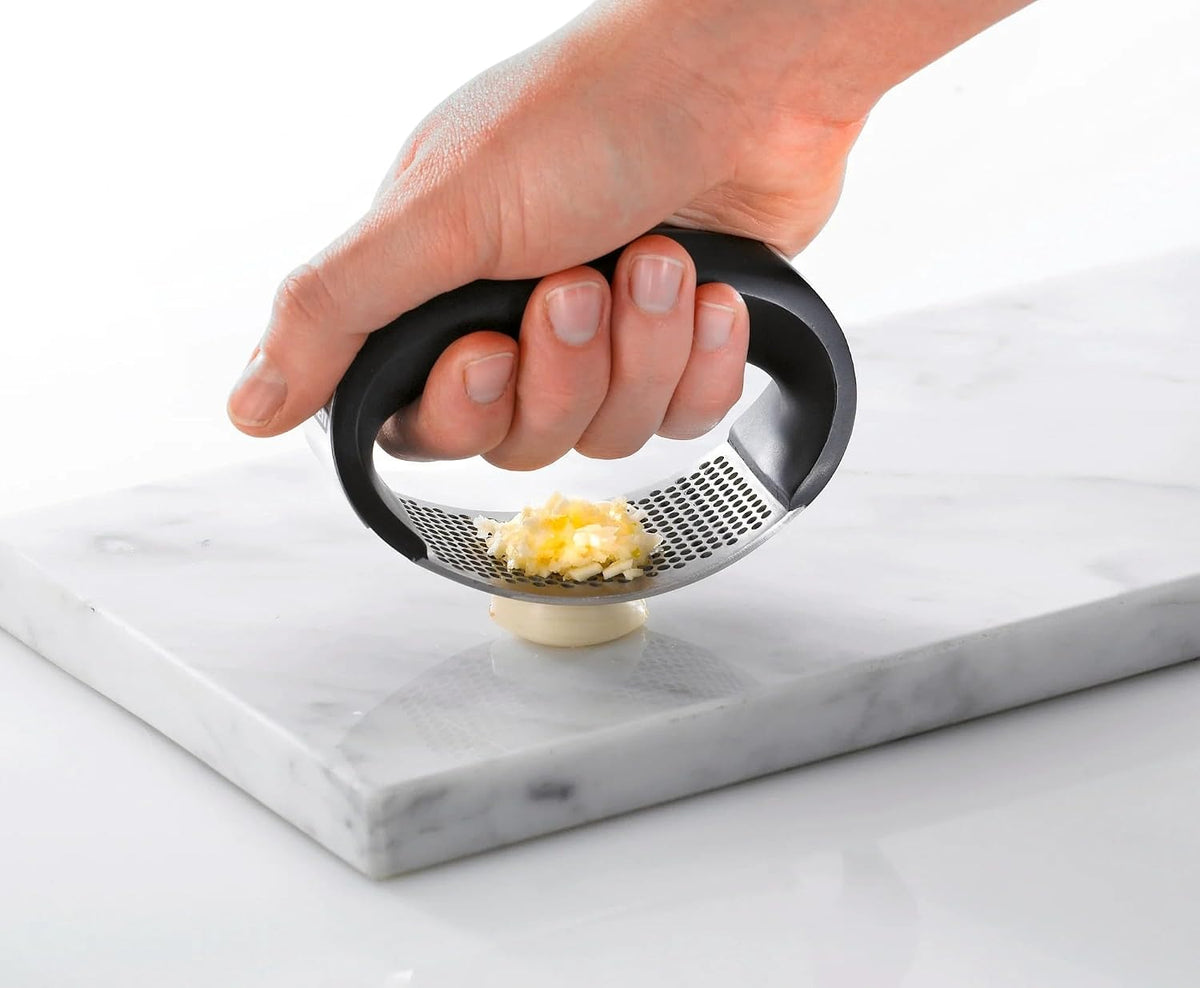 Garlic-King Proline Garlic Press Rocker, Black/Silver - Time Saving