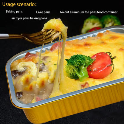 Aluminum Foil Pans with lids 10pack Heavy Duty 2LB Small foil pan 8.5"×6" Disposable, For Microwave & Oven Safe Cooking,Baking,A takeaway food container,Gold