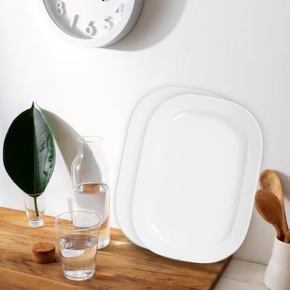 2 Pack Extra Large 17.5 Inch White Serving Trays – Reusable Melamine Platters for Parties, Snacks & Cookies, Durable Food Serving Dishes for Entertaining, Pantry & Kitchen Use White