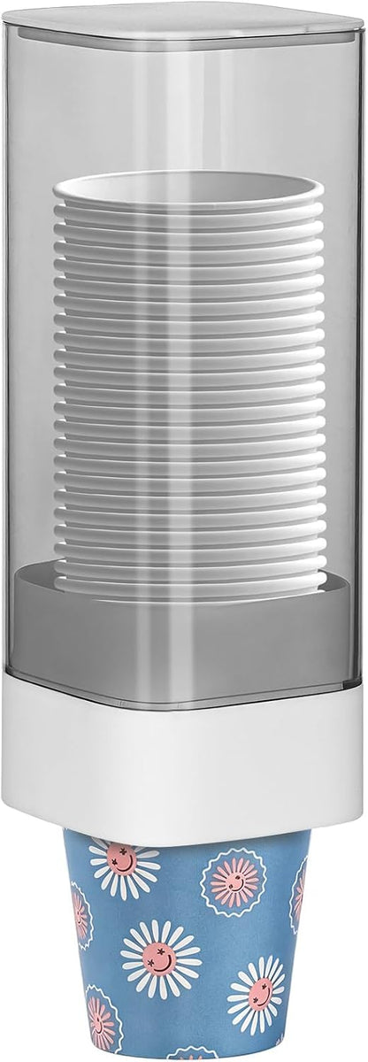 MYITYARD Cup Dispenser, Pull Type Wall Mount Cup Holder for Water Cooler Fit 3oz-5oz Disposable Paper and Plastic Cups, Bathroom Mouthwash Cup Dispenser for Home, Office, Gym, Hospital (White)