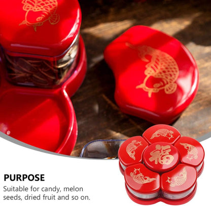 Cabilock 1pc Boxes Dried Fruit Box Party Serving Platter Candy New Year Cookie Container Appetizer Plates Tins Vintage Tray Storage Cubes with Lid Plastic to Rotate Chinese Style Tray Cover