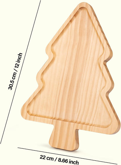 Divided Wood Serving Tray, Rectangular Tray Chip and Dip Platter, Serving Tray with 5 Sections for Appetizers & Snacks, Veggie Platter, Food Trays for Party 12'' x 8.7'' x 0.6''