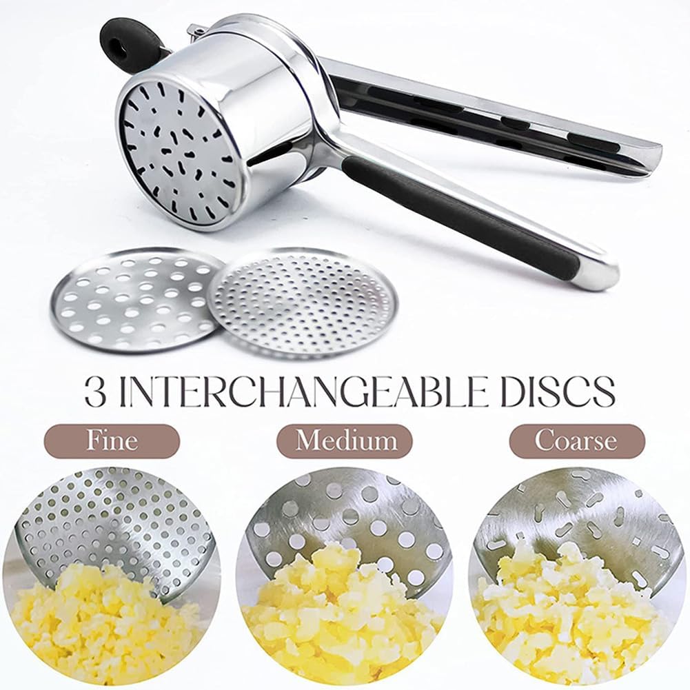 Stainless Steel Potato Ricer With 3 Discs, Heavy Duty Potato Ricer for Mashed Potatoes, Large Capacity Potatoes Masher and Rice-r Kitchen Tool(COLOR:Red)