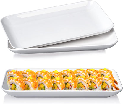 DELLING 16 Inch Large Serving Platter Set of 3, White Porcelain Platters for Serving Food - Rectangular Serving Trays for Party Entertaining, Oven Safe to 590°F, Dinnerware
