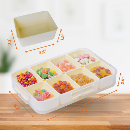 Snackle Box- Divided Serving Tray, MICROWAVE & DISHWASHER Safe, BPA-Free, Portable Snack box with Lid & Handle, Fruit & Snack Organizer.