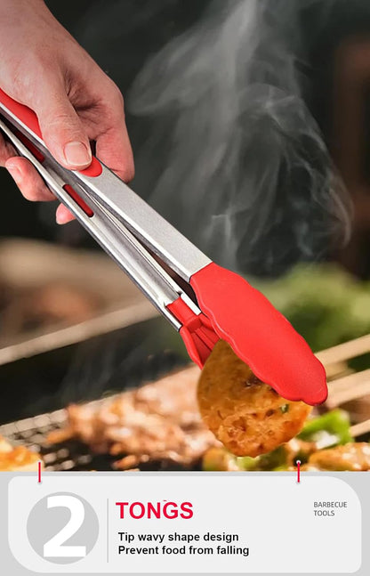 BBQ Grill Tool Set BBQ Accessories, Stainless Steel Grill Tools Grilling Accessories Grill Set Barbecue Grill Accessories for Outdoor Grill, Grill Utensils Grilling Tools Grilling Gifts for Men (4)