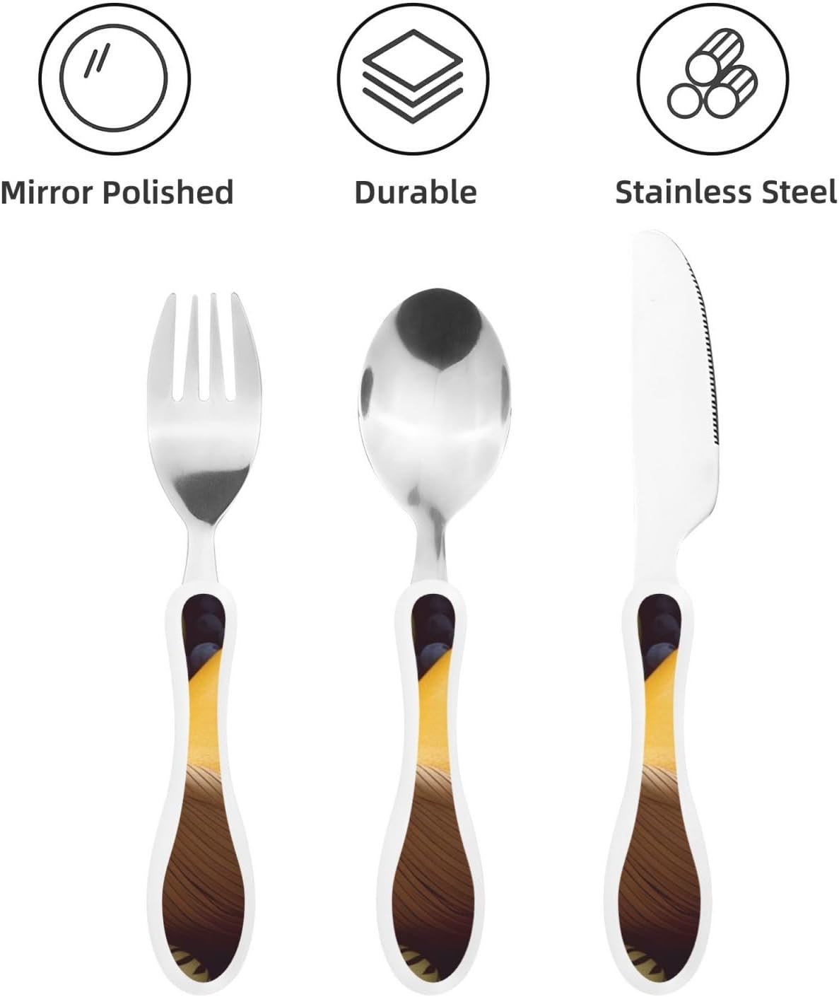 3-Piece Kids Silverware Set With Storage Case, Stainless Steel Reusable Children Safe Knife Spoon Fork Set Blue Active Girl Running Sunset Children Flatware Set For Kids Lunch Box - Colors A