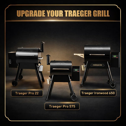 QuliMetal Folding Front Shelf for Traeger Pro 34, Texas Elite 34, Century 885 and Eastwood 34, 37" x 12" Heavy-Duty Grill Prep Table with Cutting Board, Stainless Steel Basin, Lid and 5 Hooks