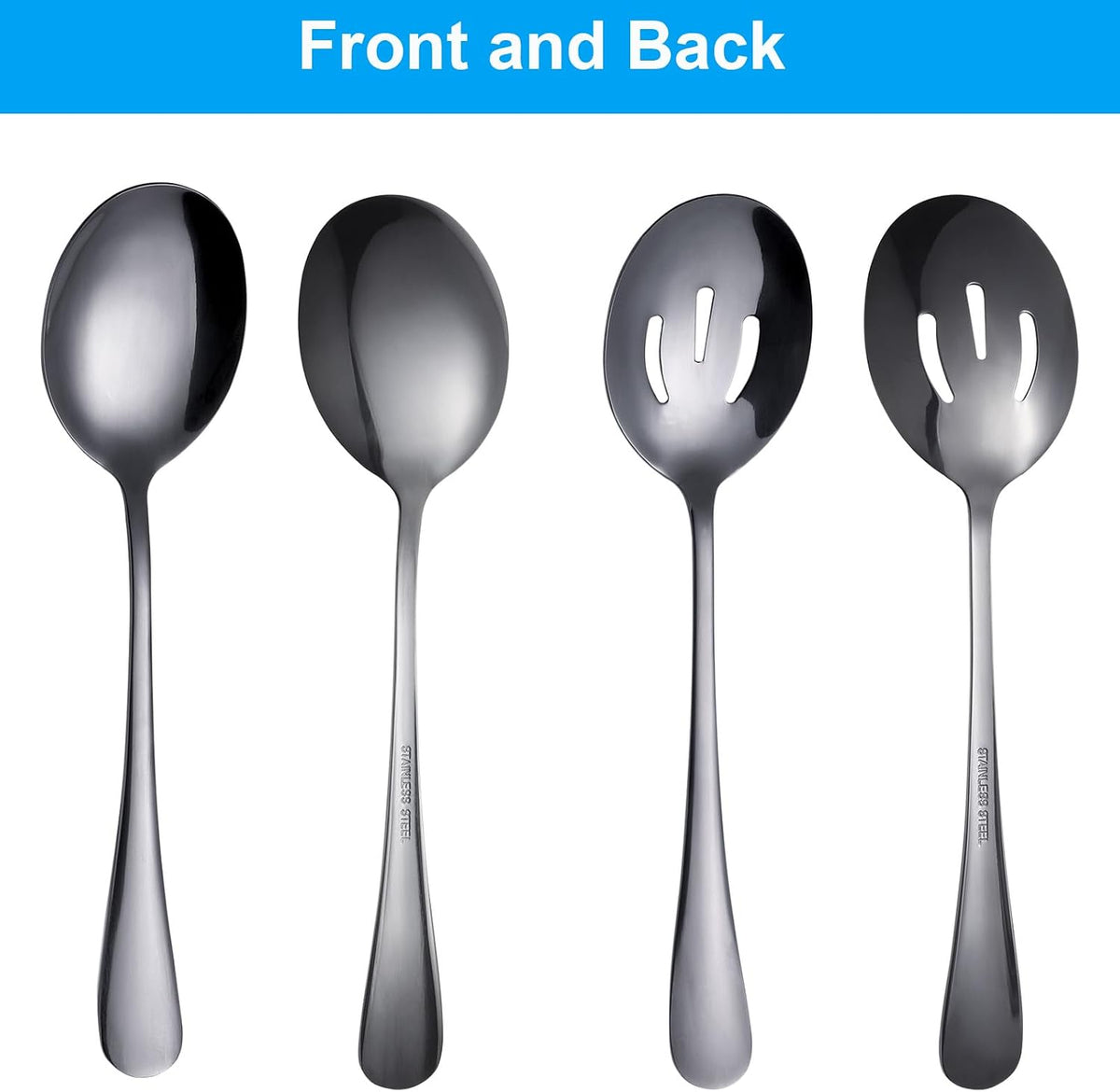 Serving Spoons Set, 8.7 Inch Serving Spoon, Slotted Spoons, Gold