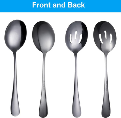 Serving Spoons Set, 8.7 Inch Serving Spoon, Slotted Spoons, Gold