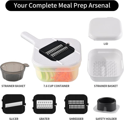 11-in-1 Vegetable Chopper 420 Food-Grade Stainless Steel Blades, 7.2 Cup Container with Colander, BPA & PFAS Free, Dishwasher Safe