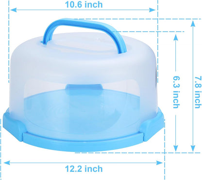 Cake Carrier with Lid and Handle, Fit 10’’ Cake Stand with Lid, Cake Transport Storage Container, Cake Containers Cover Stand with Lids, 3 Secure Side Closures (White)