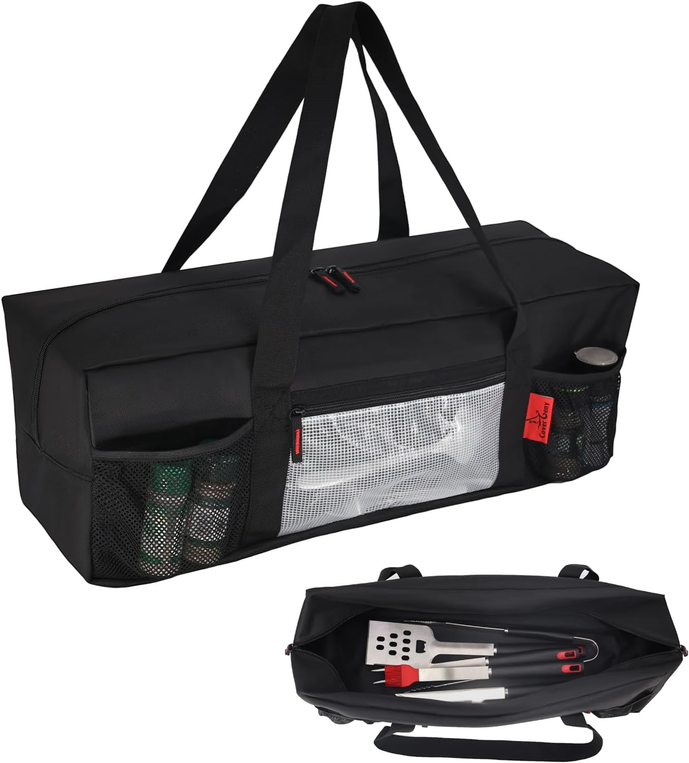 Extra Thick 24" Storage Bag Grill Tool Organizer Pro, BBQ Tool Heavy Duty Storage Bag with Pockets, Double Layer 600D Oxford Cloth Waterproof (2X Thickness), Camping, Tailgating, BBQ Party Gift